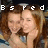 Two people with long brown hair embrace, one resting hand on the other's cheek; text above reads 'Best Friends' in pixelated font.