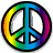 Static 48x48 pixel icon featuring a rainbow-colored peace symbol with black outline on white background.