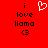 Red background with black text 'i love llama' and a heart symbol above the word 'love', displayed in two identical side-by-side