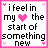 A 3x2 contact sheet of six animated frames showing a pixel art icon with text "i feel in my ❤ the start of something new" and pink heart symbols, each frame displaying slight variations in heart color and surrounding hearts.