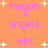 A static image with an orange background displays pink text reading "megan + angela = bffl" in two identical vertical , surrounded by white star-like sparkles