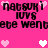 Pixelated pink background with black text repeating 'NATSUKI I LOVE YOU' and 'ete wente' surrounded by pink and white heart icons.