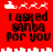 Red background with white pixelated Santa sleigh and reindeer icons above black text reading 'I asked Santa for you' in four