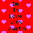 Red background with pink pixelated hearts and black text reading "Im In Love With Justin" repeated in a pattern