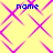 Yellow background with pink diamond-shaped patterns and blue text reading 'name' in four corners.