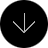 Black circular icon with a white downward-pointing arrow composed of a vertical line and two diagonal lines of small squares.