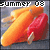 Pixelated image of two ice cream bars with orange and red layers, labeled 'SUMMER 08' in blocky text at the top.