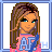A 4x4 contact sheet of pixel art frames showing a cartoon girl character and "Girly Girl" text in various states, including full-body views, close-ups, and animation cycles with color variations.