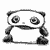 A black-and-white cartoon panda icon in multiple poses showing different angles and actions.