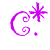 Purple decorative swirls and starbursts on white background with gray corner overlay.