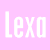 Pink background with white stars and repeated text 'Lexa' in mixed case.