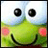 A 48x48 pixel buddy icon featuring a green cartoon character with large black eyes, pink cheeks, and a wide smile on the left side, paired with white text reading "Anime IM" above smaller text "com" on a black background to the right.