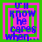 Four identical pixelated display blue text "U'll know he cares when..." on layered pink and green backgrounds