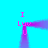 A static image with a bright cyan background features a purple gradient frame forming an open rectangle, with pink text 'I Luv U' repeated at each corner.