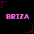 Pixelated pink text 'BRIZA' repeated across black background with pink star and dot animations.