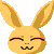 Pixelated yellow bunny head with brown ears, winking eyes, and mouth expressions changing between closed smile, open tongue, and blue tear.