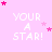 Pink background with white text 'YOUR A STAR!' repeated in a , surrounded by pink and magenta stars in various positions