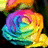 A rainbow-colored rose with a black background and white text reading 'WORLD IS F...ANY DIFFER...ORS JUST L...THEM ALL' in pixelated font.