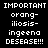 Pixelated text on black background with red highlight bars shifting across lines, displaying 'IMPORTANT orang- iliosis- ingeena DESEASE!!!'
