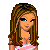 Pixel art contact sheet showing three distinct frames of a cartoon character with long brown hair, pink-and-white striped top, white skirt, and accessories including bracelets, earrings, a dog, shopping bags, and text "born *to* Shop!" in pink pixelated font.