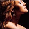 Four side-by-side show a woman's profile with wavy hair, earrings, and upturned face against colored backgrounds