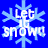 Blue background with light blue snowflake and white text 'Let it snow!' in pixelated style.