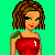 Pixel art contact sheet showing a female character in red crop top, white shorts, and flip-flops with cherry props against green background; text reads "Cherry Chick".