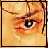 Two side-by-side pixelated eye close-ups with distinct color schemes and borders.