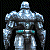 Pixelated figure in silver armor with teal belt against black background, next to green text reading 'Original Icons .com' on solid dark green backdrop.