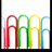 Pixelated image of colorful paper clips with red text reading 'SWEET.' and 'paper clips.' on white background.
