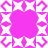 A static pixelated icon with a central pink square surrounded by white and pink geometric patterns including curved lines and diamond shapes.