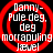 Red concentric circles with white text reading "Danny-Pule deg. deg morrapuling level" on a black background.