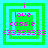 Four identical pixelated icons with green and cyan borders, pink text reading 'i love cassie (353333)', each showing a different nested square arrangement.