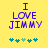Yellow background with blue text reading "I LOVE JIMMY" and a of five teal-and-green puzzle-piece icons below, where the third icon shifts from green to teal between frames