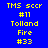 A static image displays a of identical text-based icons with yellow text on blue backgrounds, each containing the words TMS scrr, #11, Tolland, Fire, and #33