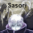 A pixelated image of a character with white hair and purple clothing, overlaid with text reading "Sasori And his Puppet Parents. R.I.P." in black font.