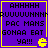 Purple background with yellow border, pixelated text reading "AHHHHH RUUUUUNNNN PAC MANS GONAA EAT YA!!!" and a Pac-Man icon in the bottom right corner.