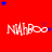 Red background with repeated white 'NIAHBOO' text and scattered blue/pink stars in a pattern