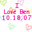 Pixelated pink text on white background with colorful heart outlines, stating 'I Love Ben 10.18.07' and 'BFA's i couldnt survive without THEM!' alongside names.