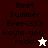 Pixelated text reads "Best Summer Ever<333 kayla you rock!" with a white star on dark red and a brown star on white background.