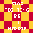 Pixelated text 'STOP FIGHTING BE A HIPPIE' repeated on a red and yellow checkered background with animated shifting of the pattern.