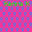 Static image with bright pink background and repeating blue circular patterns, featuring green text 'Kenna K' in two horizontal