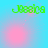 Green pixelated text 'Jessica' on cyan background with pink circular light effects, animated across showing light movement