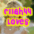 Pixelated text overlays on a blurred background with a colorful abstract shape on the right.