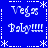 Blue background with white pixelated text and symbols arranged in a pattern, featuring repeated 'Vegas' and 'Baby' phrases surrounded by asterisks and dotted lines
