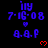 Blue pixelated text 'iIY 7-16-08' and 'a.a.p' with a small blue heart above each, red hearts below on black background.