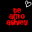 Pixelated red text 'be amo ashley' on black background with white heart symbol above, two identical static frames shown side-by-side.