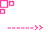 Pixelated pink text and geometric shapes on a white background in a 2x2 contact sheet layout with four animated frames.