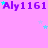 Static image with repeated purple text 'Aly1161' on pink background, scattered cyan and light purple stars.