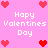 Pixelated pink background with red heart icons and white text reading "Hoppy Valentines Day" in four quadrants.